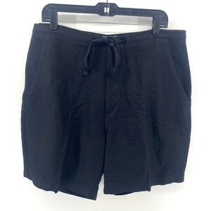 Cubavera Mens Black Linen Blend Drawstring Casual Shorts Size 38 RN37763